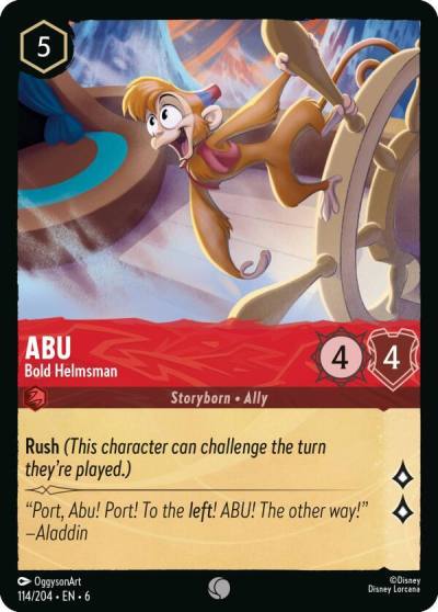 Abu Bold Helmsman 114/204 Azurite Sea Lorcana card