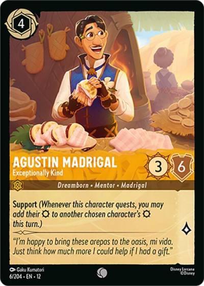 Agustin Madrigal Exceptionally Kind 6/204 Wilds Unknown Lorcana card