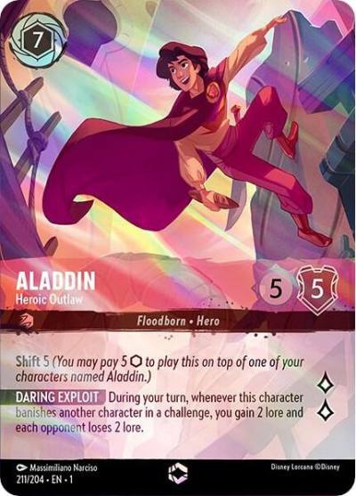Aladdin Heroic Outlaw Enchanted 211/204 The First Chapter Lorcana card