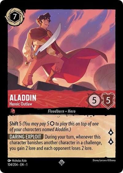 Aladdin Heroic Outlaw 104/204 The First Chapter Lorcana card