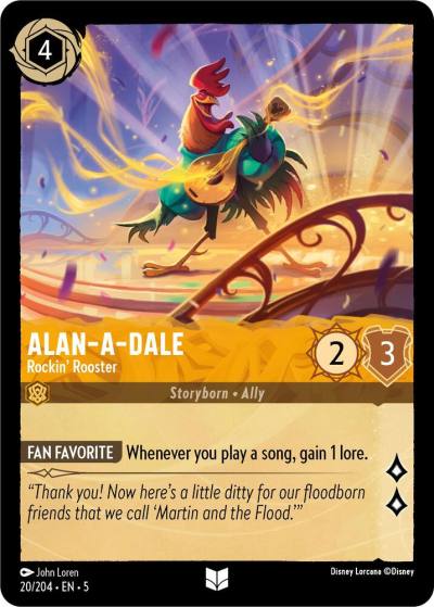 Alan A Dale Rockin Rooster 20/204 Shimmering Skies Lorcana card