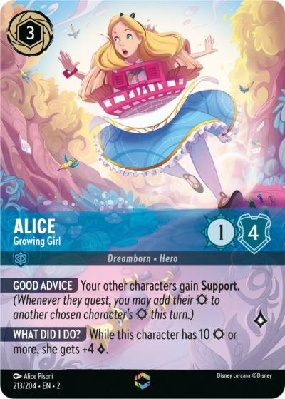 Alice Growing Girl Enchanted 213/204 Rise of the Floodborn Lorcana card