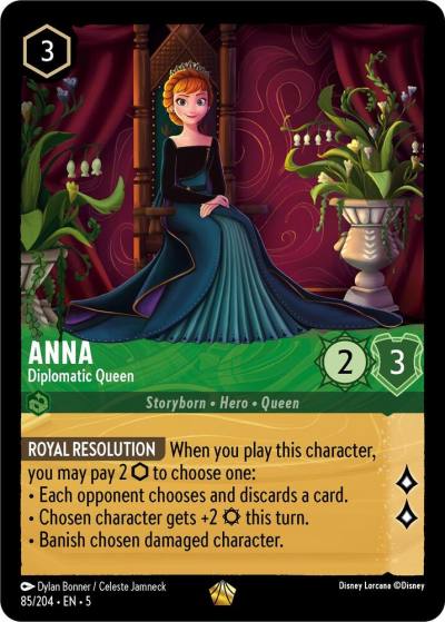 Anna Diplomatic Queen 85/204 Shimmering Skies Lorcana card