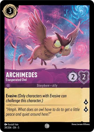 Archimedes Exasperated Owl 39/204 Shimmering Skies Lorcana card