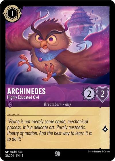 Archimedes Highly Educated Owl 36/204 The First Chapter Lorcana card