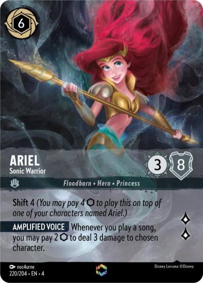 Ariel Sonic Warrior Enchanted 220/204 Ursula's Return Lorcana card