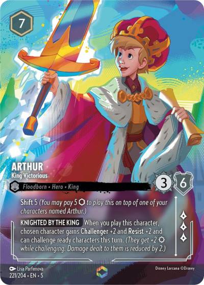 Arthur King Victorious Enchanted 221/204 Shimmering Skies Lorcana card