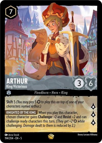 Arthur King Victorious 194/204 Shimmering Skies Lorcana card