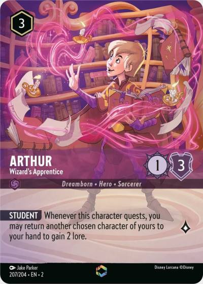 Arthur Wizards Apprentice Enchanted 207/204 Rise of the Floodborn Lorcana card