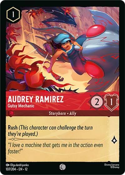 Audrey Ramirez Gutsy Mechanic 107/204 Wilds Unknown Lorcana card