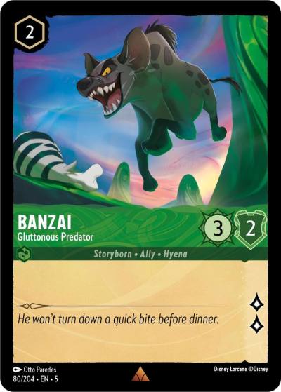 Banzai Gluttonous Predator 80/204 Shimmering Skies Lorcana card