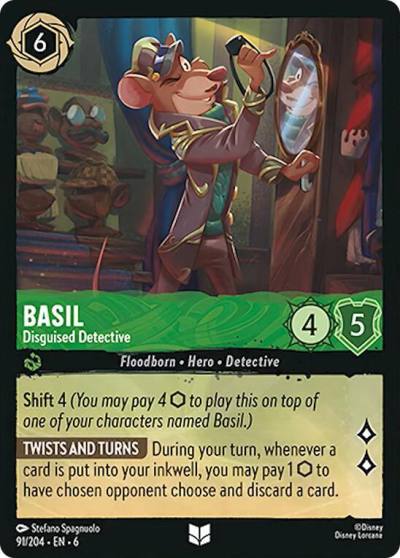 Basil Disguised Detective 91/204 Azurite Sea Lorcana card