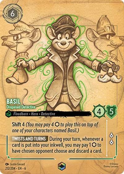 Basil Disguised Detective Enchanted 212/204 Azurite Sea Lorcana card