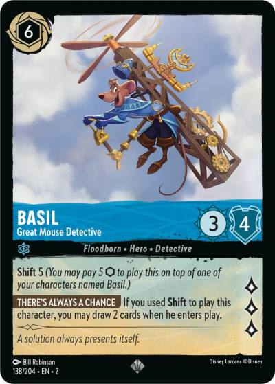Basil Great Mouse Detective 138/204 Rise of the Floodborn Lorcana card