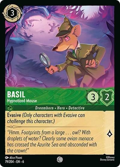 Basil Hypnotized Mouse 79/204 Azurite Sea Lorcana card