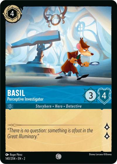 Basil Perceptive Investigator 140/204 Rise of the Floodborn Lorcana card