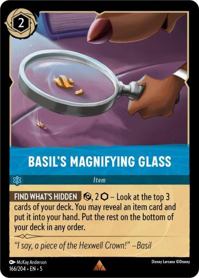Basils Magnifying Glass 166/204 Shimmering Skies Lorcana card