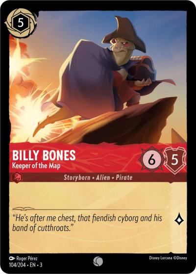 Billy Bones Keeper of the Map 104/204 Into the Inklands Lorcana card