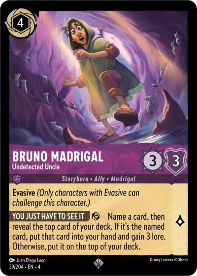 Bruno Madrigal Undetected Uncle 39/204 Ursula's Return Lorcana card