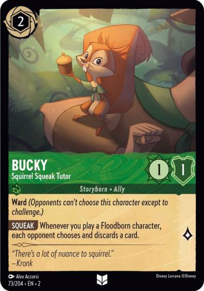 Bucky Squirrel Squeak Tutor 73/204 Rise of the Floodborn Lorcana card