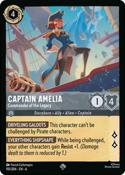 Captain Amelia Commander of the Legacy 192/204 Azurite Sea Lorcana card