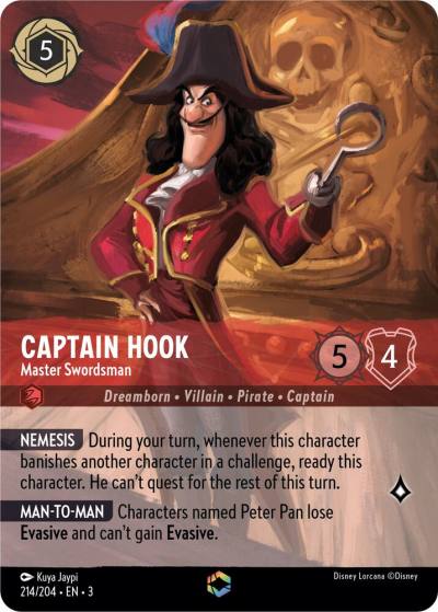 Captain Hook Master Swordsman Enchanted 214/204 Into the Inklands Lorcana card