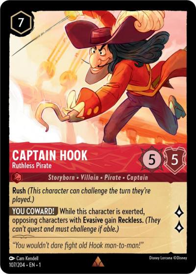 Captain Hook Ruthless Pirate 107/204 The First Chapter Lorcana card