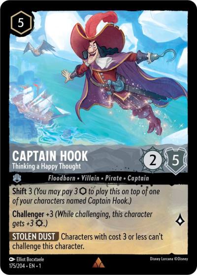 Captain Hook Thinking a Happy Thought 175/204 The First Chapter Lorcana card