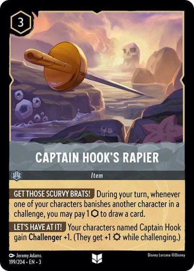 Captain Hooks Rapier 199/204 Into the Inklands Lorcana card