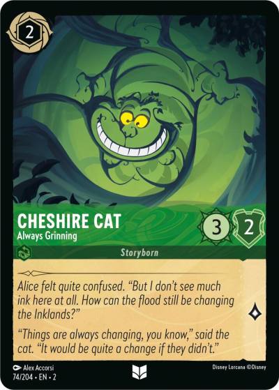 Cheshire Cat Always Grinning 74/204 Rise of the Floodborn Lorcana card
