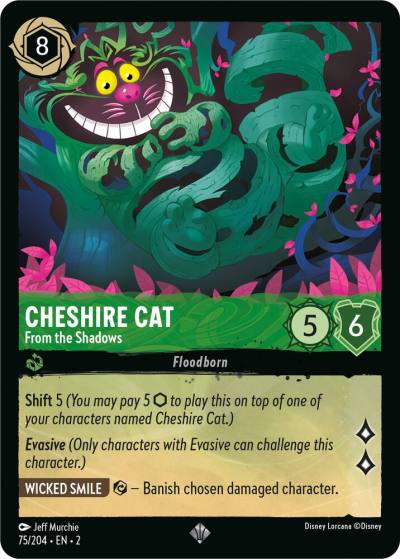 Cheshire Cat From the Shadows 75/204 Rise of the Floodborn Lorcana card