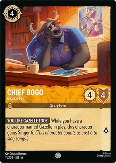 Chief Bogo Gazelle Fan 11/204 Azurite Sea Lorcana card