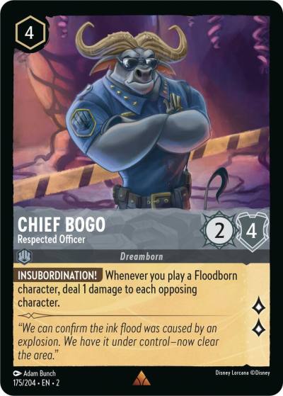 Chief Bogo Respected Officer 175/204 Rise of the Floodborn Lorcana card