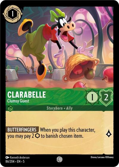 Clarabelle Clumsy Guest 86/204 Shimmering Skies Lorcana card