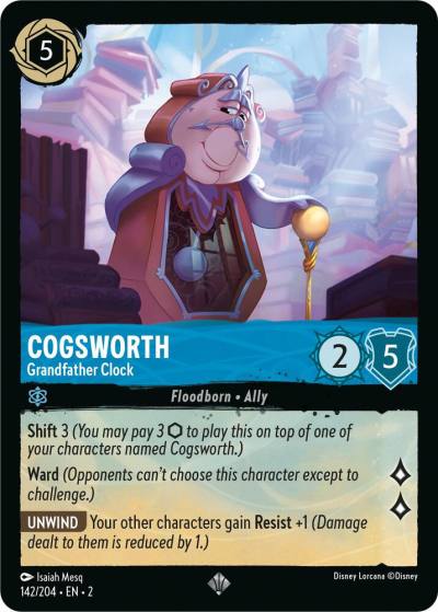 Cogsworth Grandfather Clock 142/204 Rise of the Floodborn Lorcana card