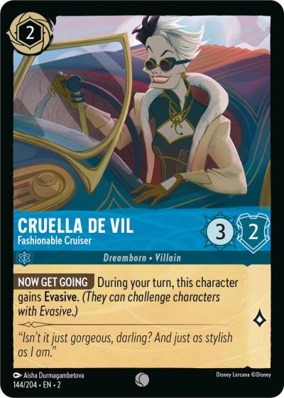 Cruella De Vil Fashionable Cruiser 144/204 Rise of the Floodborn Lorcana card