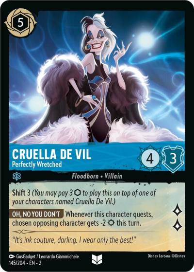 Cruella De Vil Perfectly Wretched 145/204 Rise of the Floodborn Lorcana card