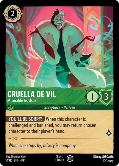 Cruella de Vil Miserable As Usual 4 D23 Promos Lorcana card