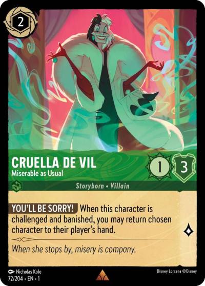 Cruella de Vil Miserable as Usual 72/204 The First Chapter Lorcana card