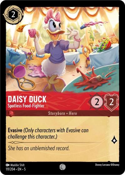 Daisy Duck Spotless Food Fighter 111/204 Shimmering Skies Lorcana card