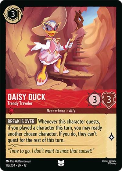 Daisy Duck Trendy Traveler 115/204 Wilds Unknown Lorcana card