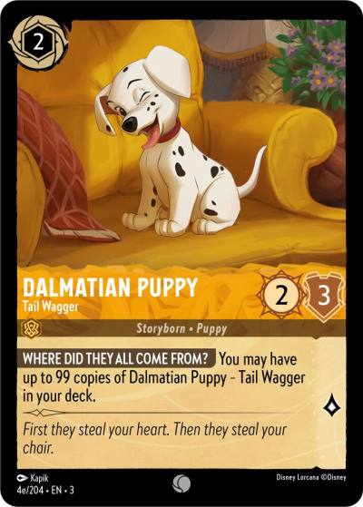 Dalmatian Puppy Tail Wagger 4e 204 4e/204 Into the Inklands Lorcana card