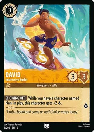 David Impressive Surfer 8/204 Azurite Sea Lorcana card