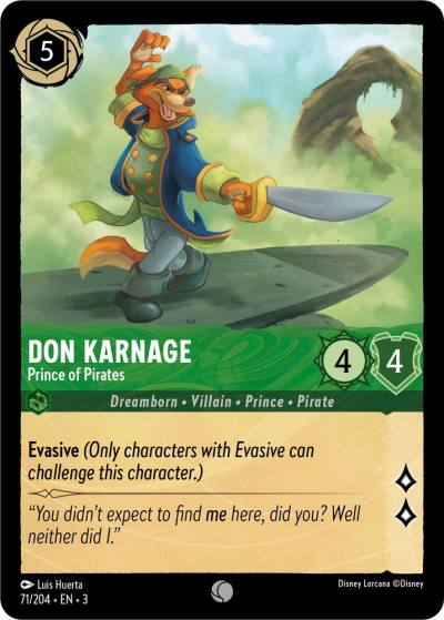 Don Karnage Prince of Pirates 71/204 Into the Inklands Lorcana card