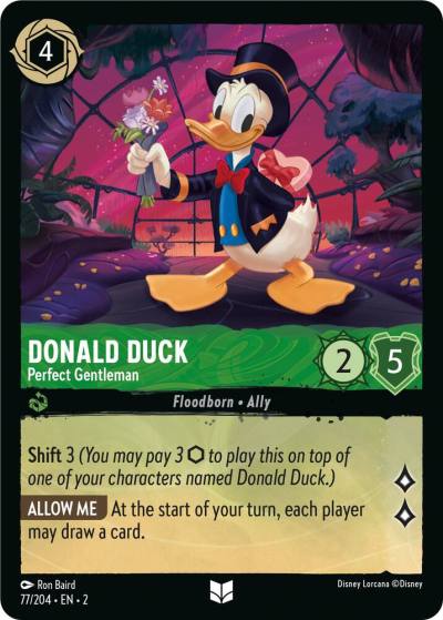 Donald Duck Perfect Gentleman 77/204 Rise of the Floodborn Lorcana card