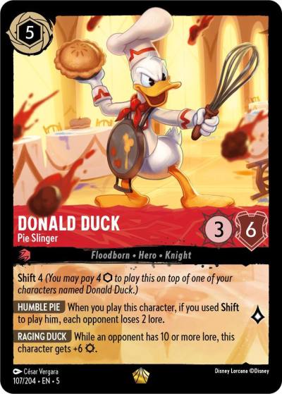 Donald Duck Pie Slinger 107/204 Shimmering Skies Lorcana card