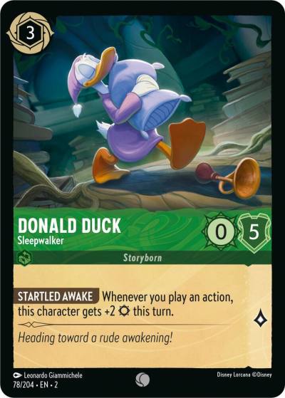 Donald Duck Sleepwalker 78/204 Rise of the Floodborn Lorcana card