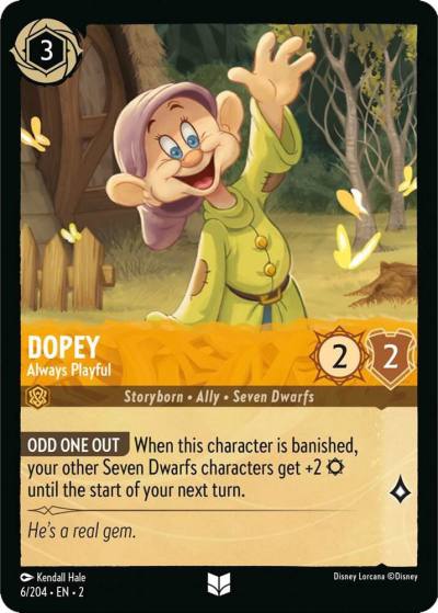Dopey Always Playful 6/204 Rise of the Floodborn Lorcana card