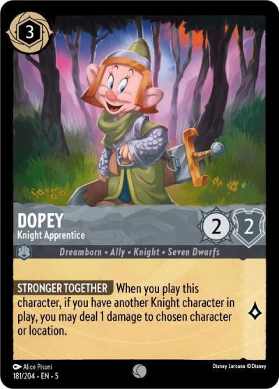 Dopey Knight Apprentice 181/204 Shimmering Skies Lorcana card