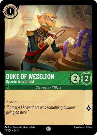 Duke of Weselton Opportunistic Official 73/204 The First Chapter Lorcana card